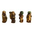 4 Japanese Netsuke Polychrome Resin Figurines, Signed `M` - Made in Italy