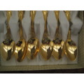 SET OF 6 VINTAGE 24 CARAT GOLD PLATED BARONESS EETRITE TEASPOONS IN ORIGINAL BOX