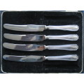 Sterling Silver Handled Set of 4 Dessert / Tea Knives 18 cm Emile Viner Sheffield 1940 Boxed