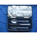 Sterling Silver 3 Piece Christening Set / Childs Cutlery Set Sheffield Dubarry Pattern Fitted Case