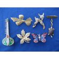 Six Gold Gold Coloured Costume Jewellery Brooches