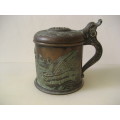 Magnificent Vintage Bronze Stein / Tankard Low Relief Denmark Edward Aagaard