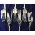 Kings and Queens Pattern harlequin set of 6 Silver Plated Dessert / Small Table Forks