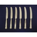 Six Kings Pattern Sheffield Silver Plate Handles Dessert / Small Table Knives Viners and Cooper Bros