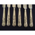 Six Kings Pattern Sheffield Silver Plate Handles Dessert / Small Table Knives Viners and Cooper Bros