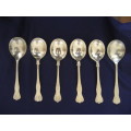 Six Kings Pattern Silver Plated Soup Spoons