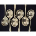 Six Kings Pattern Silver Plated Soup Spoons