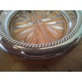 Sterling Silver Rim Pressed Glass Coaster FB Rogers Silver Co (USA) Gadrooned Edge