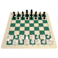 Rollable Standard Tournament Vinyl Chess Board & Pieces - Green & Off White
