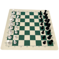 Rollable Standard Tournament Vinyl Chess Board & Pieces - Green & Off White
