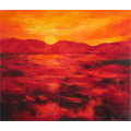 Mountain Sundown, framed oil painting by artist Mary Papas