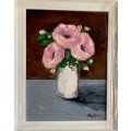 Pink Delight, frame oil painting by artist Mary Papas>>SUPER SPECIAL<<