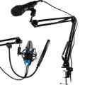 Microphone Suspension Boom Scissor Arm Desktop Stand with Mic Holder (Excl Mic)
