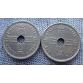 1928/48 Norway 50 Ore Norge (x2 Coins Lot)