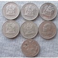 Twenty Cents 1972/74/75/77/78/79 South Africa (Lot)