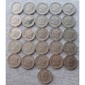 Twenty Cents 1972/74/75/77/78/79 South Africa (Lot)