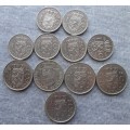 1 & 2 1/2 Gulden Nederland 1969/70/72/73/78 (x12 Coins Lot)