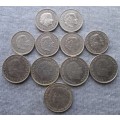 1 & 2 1/2 Gulden Nederland 1969/70/72/73/78 (x12 Coins Lot)