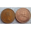 Half Penny South Africa 1953/55/56/57/58/59 (x140 Coins Lot)