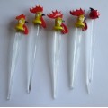 CHICKEN HEADS GLASS ORNAMENTS x5 - A623
