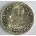 REPUBLIC OF SOUTH AFRICA 1963 50 CENTS (CROWN) SILVER