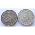 2 DOLLARS 1991 ZIMBABWE x2 COINS (LOT)