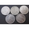 TEN PENCE GREAT BRITAIN x5 COINS (LOT) 2000/2001/2009