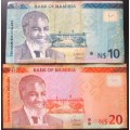 10/20 DOLLARS x3 NAMIBIA BANKNOTES - RAK197