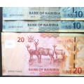 10/20 DOLLARS x3 NAMIBIA BANKNOTES - RAK197
