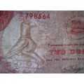 Two Dollars 1979 Reserve Bank of Rhodesia Serial Nr K170 798664