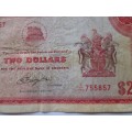Two Dollars 1979 Reserve Bank of Rhodesia Serial Nr K170 755857