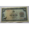 Ten Dollars 1979 Reserve Bank of Rhodesia Serial Nr J50 844104