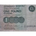 POUND 1982 CLYDESDALE BANK BANKNOTE - RAK527