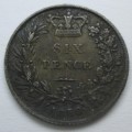 SIX PENCE 1859 GREAT BRITAIN *SILVER* COIN - RAKC/207