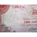 Two Dollars 10th April 1979 Reserve Bank Rhodesia Serial Nr K158 685714
