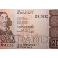 TWENTY RAND SOUTH AFRICA BANKNOTE SERIAL No D483 51532 - RAKN/67