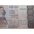 Twenty Rand Republic of South Africa Serial Nr Z11 021587 Replacement Note