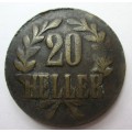 1916 German East Africa 20 Heller