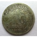 1892 Ceylon 10 Cent