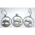 Bull or Cow Motif Silver Earwire Earings and Pendant