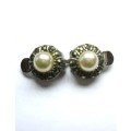 Marcasite with Pearl Motif Clip-on Silver Earings