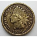 ONE CENT 1898 *INDIAN HEAD CENT* UNITED STATES OF AMERICA COIN - SC/93