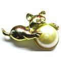 Cat with Ball Brooch