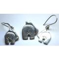 Hippopotamus Earwire Silver Earings and Pendant