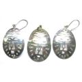 Face Motif Silver Earwire Earings and Pendant