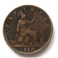 1860 FARTHING GREAT BRITAIN COIN - SC/216