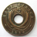 1934 East Africa 5 Cents