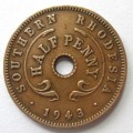 1943 Southern Rhodesia Half Penny