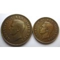 1940 Union of South Africa Half and One Penny