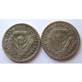 1955 + 1956 Union of South Africa 3 Pence